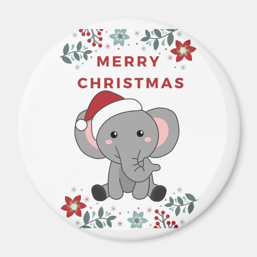 Elephant Kerstwinter Winter Animals Elephants Magneet (Voorkant)