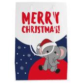 Elephant Kerstwinter Winter Animals Elephants Medium Cadeauzakje (Achterkant)