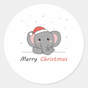 Elephant Kerstwinter Winter Animals Elephants Ronde Sticker