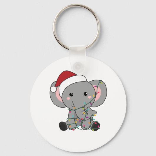 Elephant Kerstwinter Winter Animals Elephants Sleutelhanger (Voorkant)