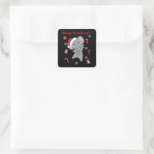 Elephant Kerstwinter Winter Animals Elephants Vierkante Sticker (Tas)