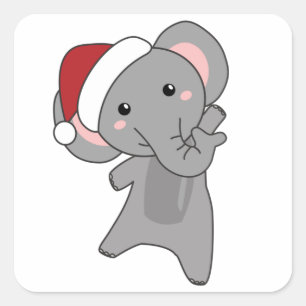 Elephant Kerstwinter Winter Animals Elephants Vierkante Sticker
