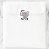 Elephant Kerstwinter Winter Animals Elephants Vierkante Sticker (Tas)