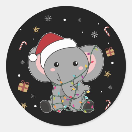 Elephant Kerstwinter winterdieren Olephans C Ronde Sticker (Voorkant)