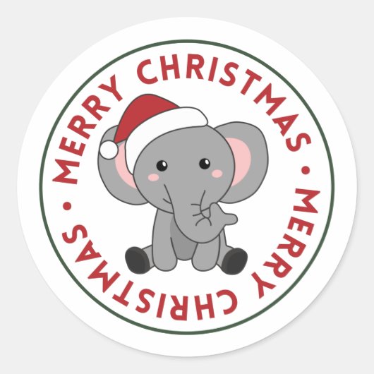 Elephant Kerstwinter winterdieren Olephans C Ronde Sticker (Voorkant)