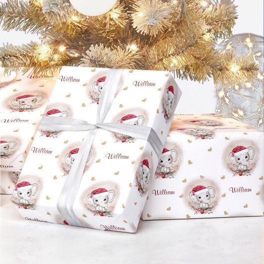 Elephant kerstwrapping Papieren naam Cadeaupapier