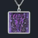 Elephant Ketting Paars Roze Sterrennacht<br><div class="desc">Neon Paarse roze olifant die bij de Magische Teken van het Dierlijk van de Sterrennacht loopt - kies/voeg Uw Unieke Tekst/Kleur toe - maak Uw Speciaal Gift - vergroot en beweeg of verwijder en voeg elementen/afbeelding met aanpassingshulpmiddel toe! - Tekening en ontwerp door MIGNED. Je kunt ook mijn design overdragen...</div>