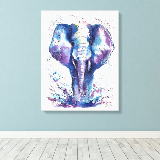Elephant Kinder kunst Canvas Afdruk (Insitu (Houten vloer))