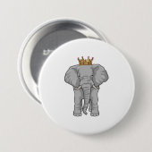 Elephant King Crown Ronde Button 7,6 Cm (Voorkant /achterkant)