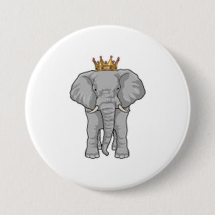 Elephant King Crown Ronde Button 7,6 Cm