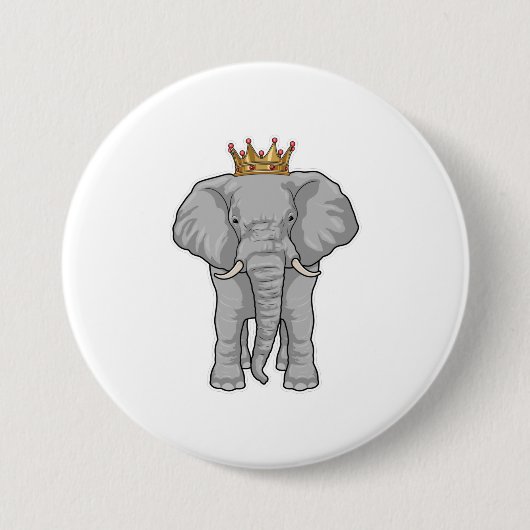 Elephant King Crown Ronde Button 7,6 Cm (Voorkant)