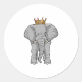 Elephant King Crown Ronde Sticker (Voorkant)