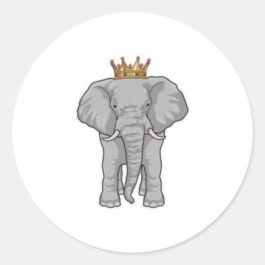 Elephant King Crown Ronde Sticker (Voorkant)