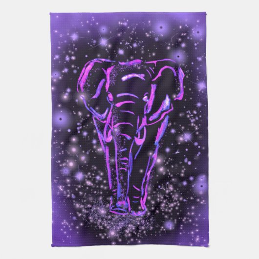 Elephant Kitchen Towel Paars Pink Sterrennacht Theedoek (Verticaal)