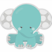Elephant, kleine olifant, blauwe olifant sticker (Voorkant)