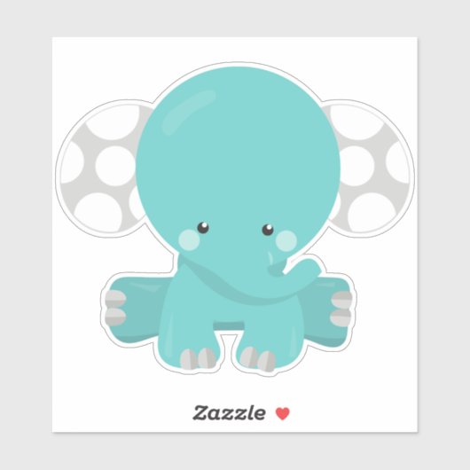 Elephant, kleine olifant, blauwe olifant sticker (Vel)