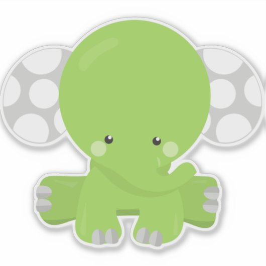 Elephant, kleine olifant, groene olifant sticker (Voorkant)