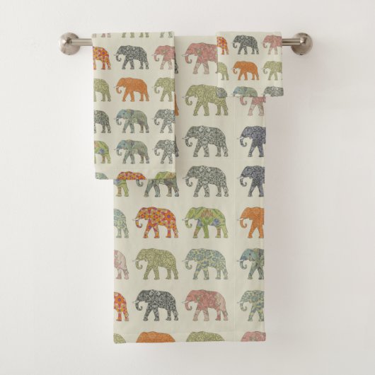 Elephant kleurrijk dierenpatroon hedendaags bad handdoek (Insitu)
