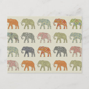 Elephant kleurrijk dierenpatroon hedendaags briefkaart