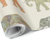 Elephant kleurrijk dierenpatroon hedendaags cadeaupapier (Rol Hoek)