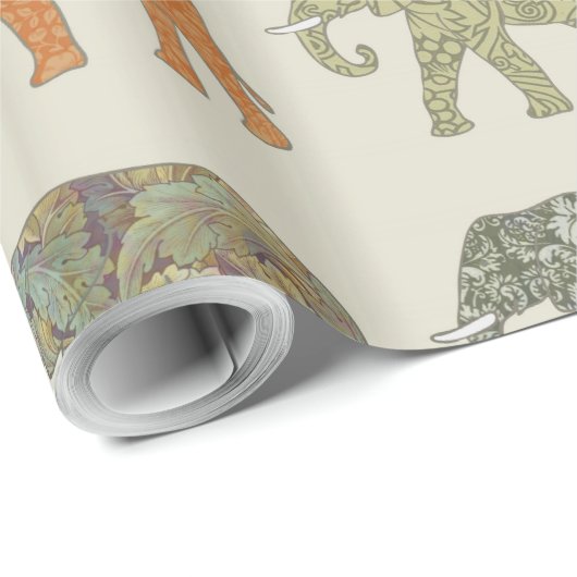 Elephant kleurrijk dierenpatroon hedendaags cadeaupapier (Rol Hoek)