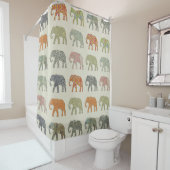 Elephant kleurrijk dierenpatroon hedendaags douchegordijn (In situ)