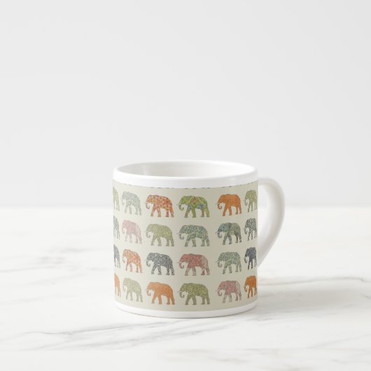 Elephant kleurrijk dierenpatroon hedendaags espresso kop (Voorkant rechts)