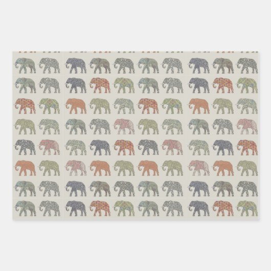 Elephant kleurrijk dierenpatroon hedendaags inpakpapier vel (Voorkant 3)