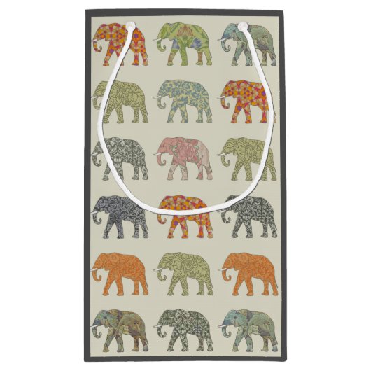 Elephant kleurrijk dierenpatroon hedendaags klein cadeauzakje (Achterkant)
