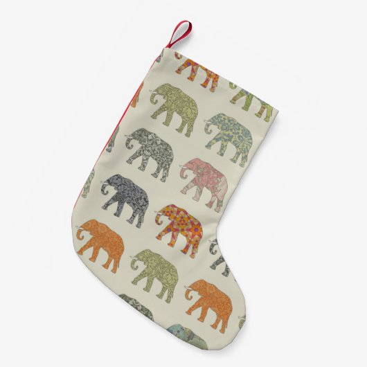 Elephant kleurrijk dierenpatroon hedendaags kleine kerstsok (Voorkant (Hangend))