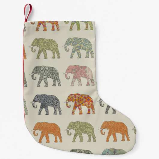 Elephant kleurrijk dierenpatroon hedendaags kleine kerstsok (Voorkant)