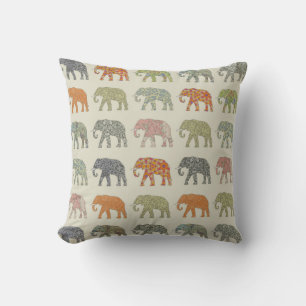 Elephant kleurrijk dierenpatroon hedendaags kussen