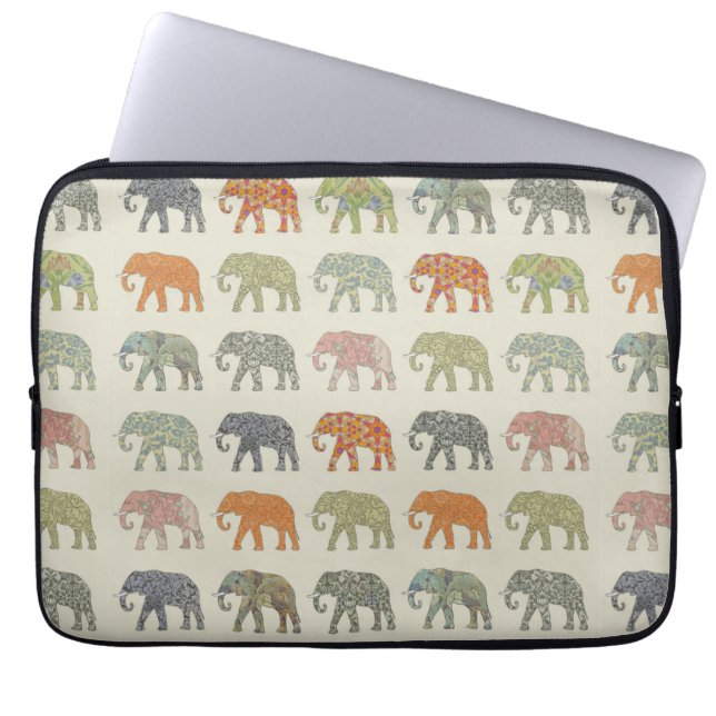 Elephant kleurrijk dierenpatroon hedendaags laptop sleeve (Voorkant)