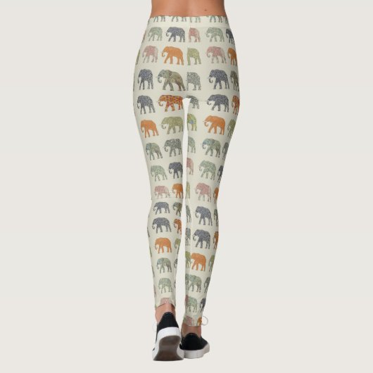 Elephant kleurrijk dierenpatroon hedendaags leggings (Achterkant)