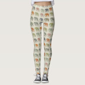 Elephant kleurrijk dierenpatroon hedendaags leggings (Voorkant)
