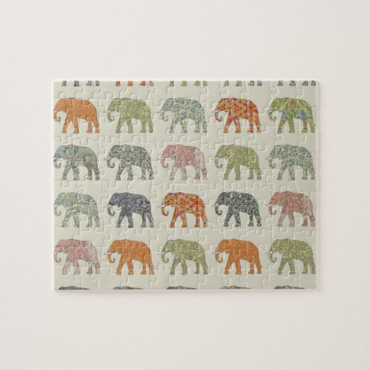 Elephant kleurrijk dierenpatroon hedendaags legpuzzel (Horizontaal)
