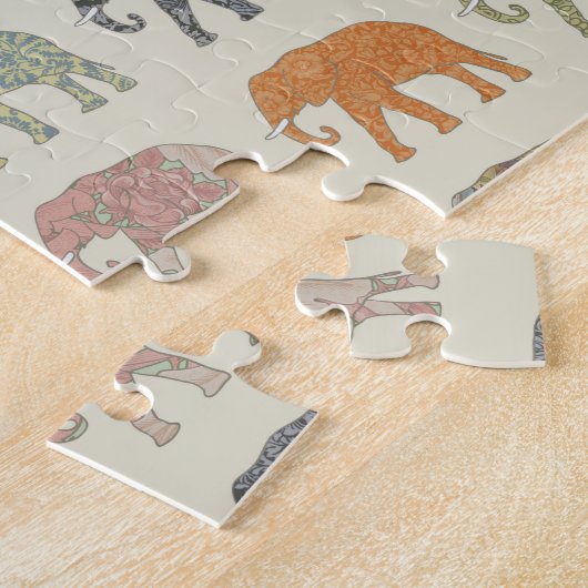 Elephant kleurrijk dierenpatroon hedendaags legpuzzel (Zijkant)