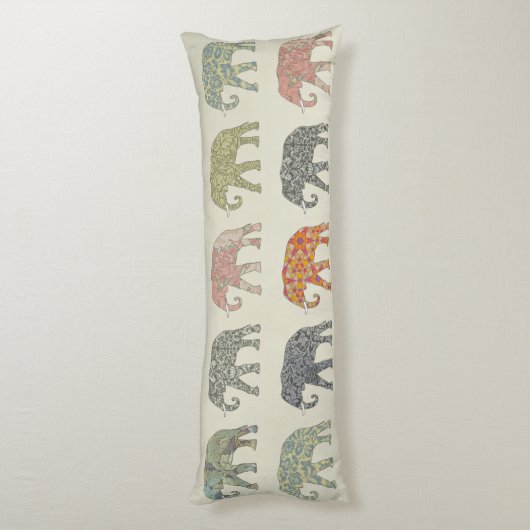Elephant kleurrijk dierenpatroon hedendaags lichaamskussen (Achterkant (Verticaal))