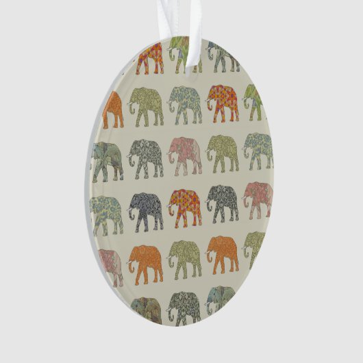 Elephant kleurrijk dierenpatroon hedendaags ornament (voorkant)