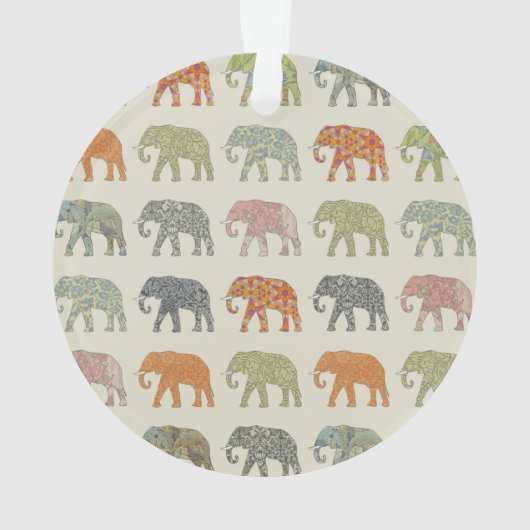 Elephant kleurrijk dierenpatroon hedendaags ornament (achterkant)