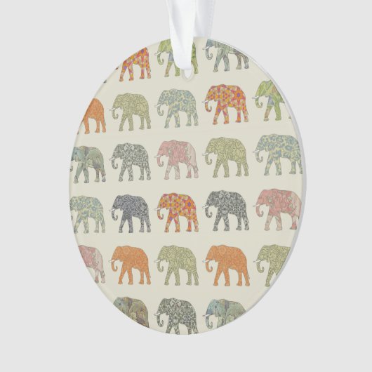 Elephant kleurrijk dierenpatroon hedendaags ornament (voorkant)