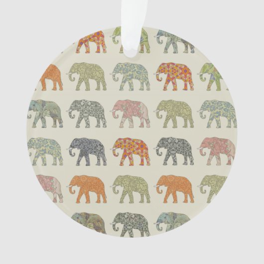 Elephant kleurrijk dierenpatroon hedendaags ornament (voorkant)
