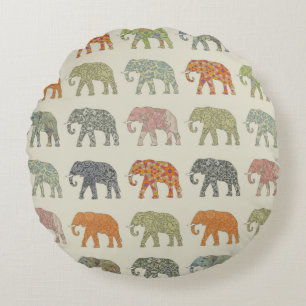 Elephant kleurrijk dierenpatroon hedendaags rond kussen