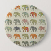 Elephant kleurrijk dierenpatroon hedendaags ronde button 4,0 cm (Voorkant)