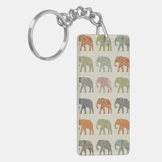 Elephant kleurrijk dierenpatroon hedendaags sleutelhanger (Voorkant Links)