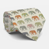 Elephant kleurrijk dierenpatroon hedendaags stropdas (Opgerold)