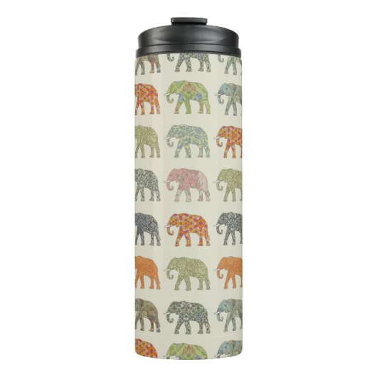 Elephant kleurrijk dierenpatroon hedendaags thermosbeker (Voorkant)