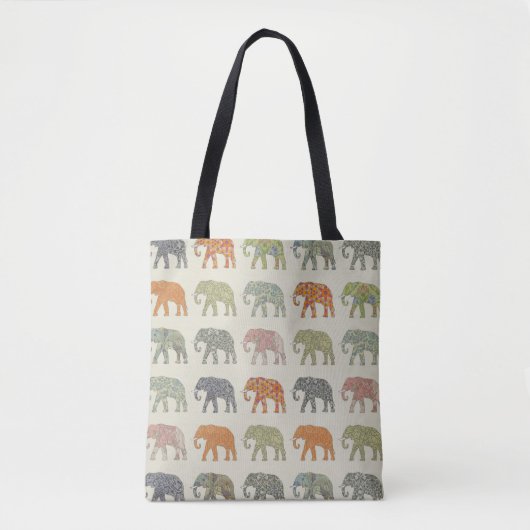 Elephant kleurrijk dierenpatroon hedendaags tote bag (Voorkant)
