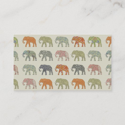 Elephant kleurrijk dierenpatroon hedendaags visitekaartje (Achterkant)