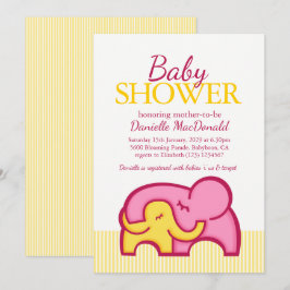 Elephant knuffel baby shower gele roze uitnodiging